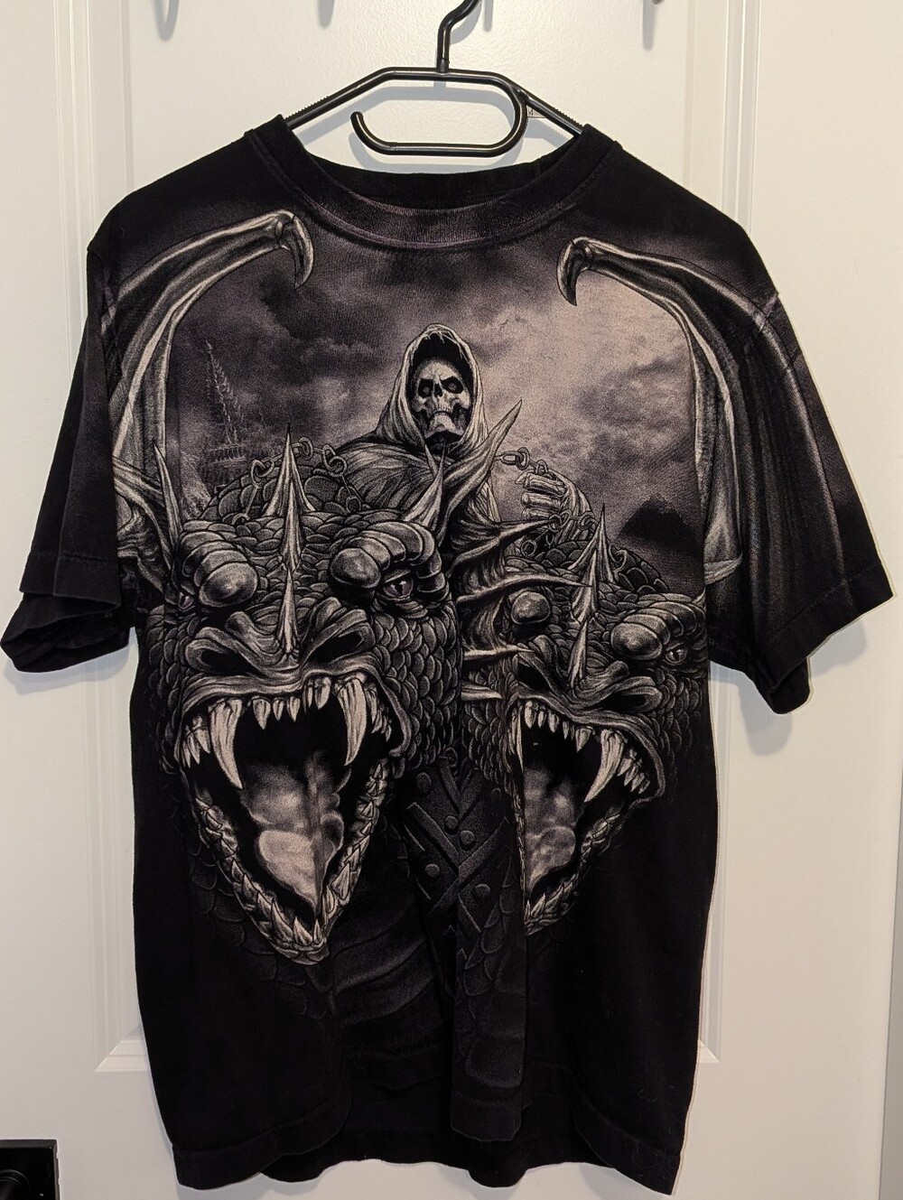 Black Graphic Skull & Dragons Short-Sleeve Tee